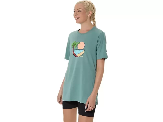 UNISEX ASICS PALM IN THE SUN SHORT SLEEVE TEE UNISEX ASICS PALM IN THE SUN SHORT SLEEVE TEE