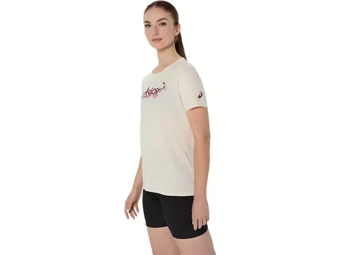 WOMEN’S ASICS FLORAL SLOGAN SHORT SLEEVE TEE WOMEN’S ASICS FLORAL SLOGAN SHORT SLEEVE TEE