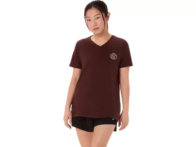 WOMEN’S ASICS NATURE V-NECK SHORT SLEEVE TEE WOMEN’S ASICS NATURE V-NECK SHORT SLEEVE TEE