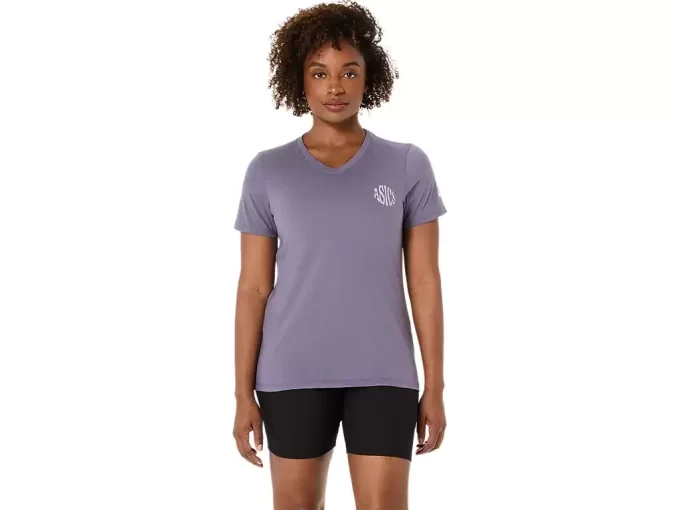 WOMEN’S ASICS NATURE V-NECK SHORT SLEEVE TEE WOMEN’S ASICS NATURE V-NECK SHORT SLEEVE TEE