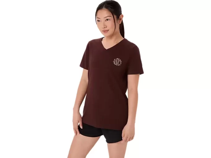 WOMEN’S ASICS NATURE V-NECK SHORT SLEEVE TEE WOMEN’S ASICS NATURE V-NECK SHORT SLEEVE TEE