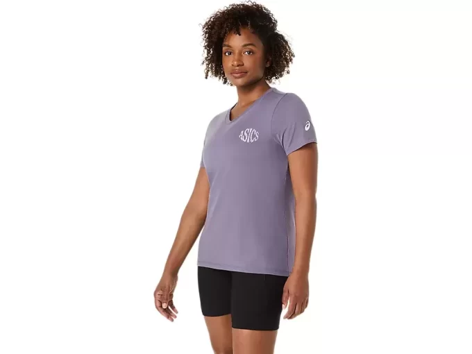 WOMEN’S ASICS NATURE V-NECK SHORT SLEEVE TEE WOMEN’S ASICS NATURE V-NECK SHORT SLEEVE TEE