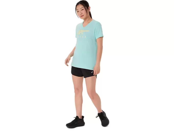 WOMEN’S ASICS STRIPES V-NECK WOMEN’S ASICS STRIPES V-NECK