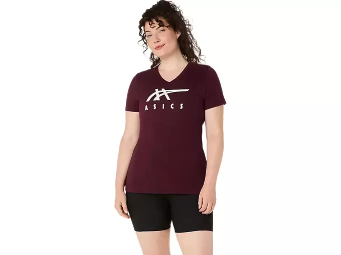 WOMEN’S ASICS STRIPES V-NECK WOMEN’S ASICS STRIPES V-NECK