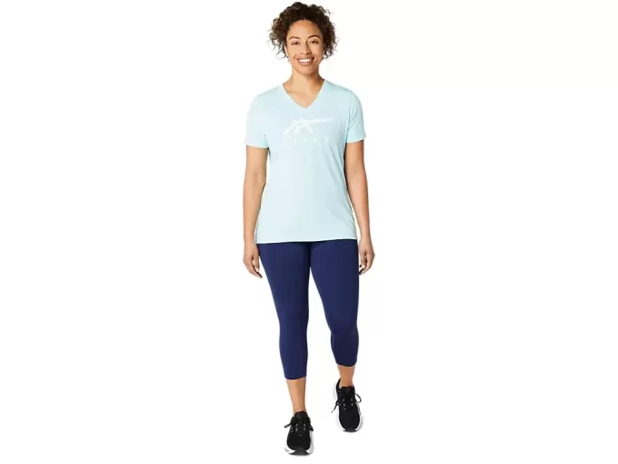 WOMEN’S ASICS STRIPES V-NECK WOMEN’S ASICS STRIPES V-NECK