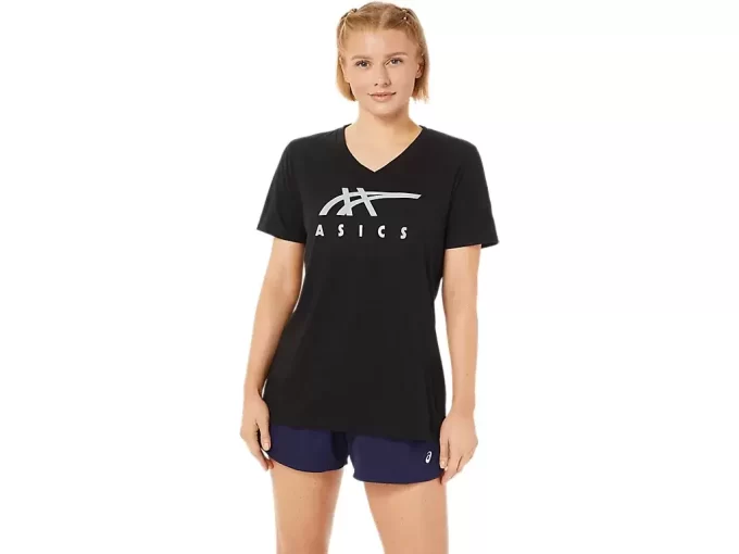 WOMEN’S ASICS STRIPES V-NECK WOMEN’S ASICS STRIPES V-NECK