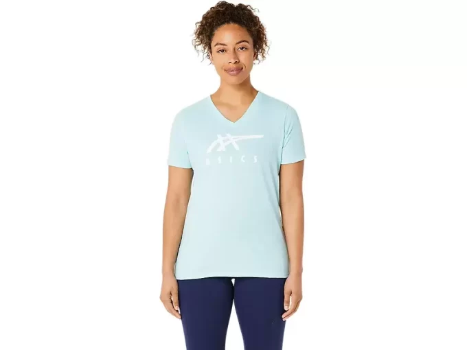 WOMEN’S ASICS STRIPES V-NECK WOMEN’S ASICS STRIPES V-NECK