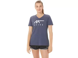WOMEN’S ASICS STRIPES V-NECK