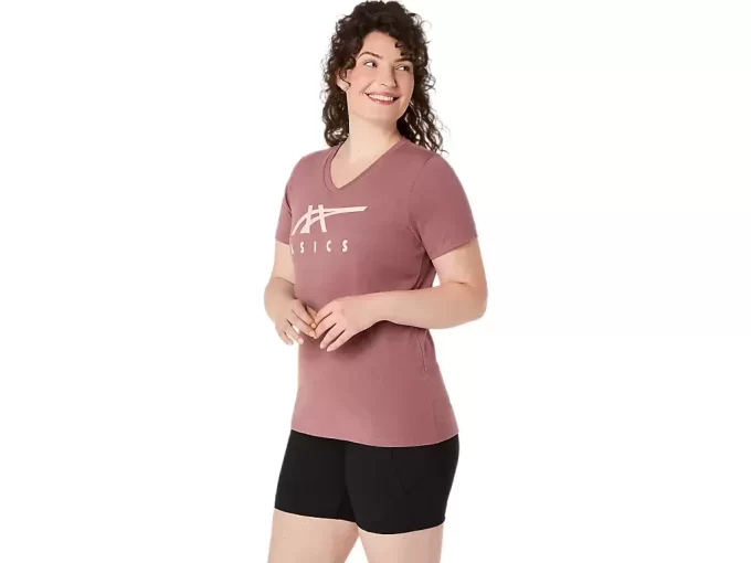 WOMEN’S ASICS STRIPES V-NECK WOMEN’S ASICS STRIPES V-NECK