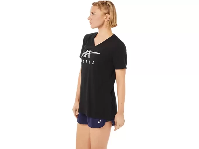 WOMEN’S ASICS STRIPES V-NECK WOMEN’S ASICS STRIPES V-NECK