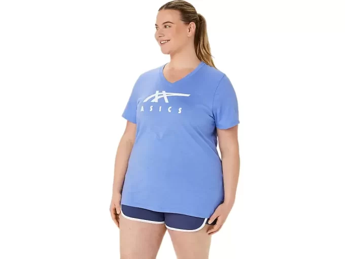 WOMEN’S ASICS STRIPES V-NECK WOMEN’S ASICS STRIPES V-NECK