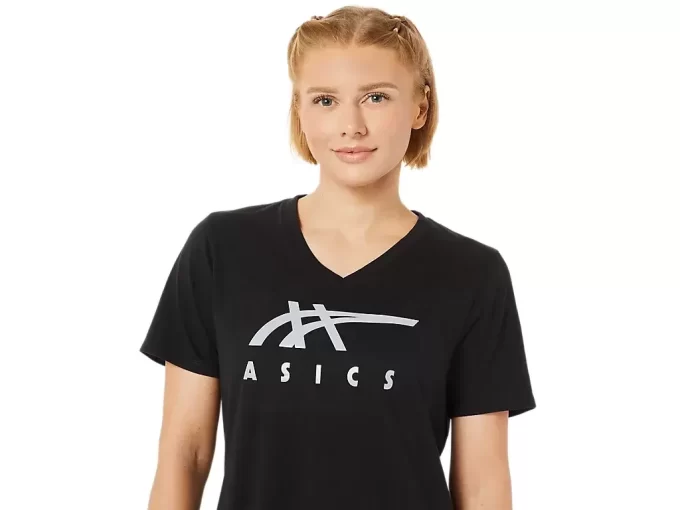 WOMEN’S ASICS STRIPES V-NECK WOMEN’S ASICS STRIPES V-NECK