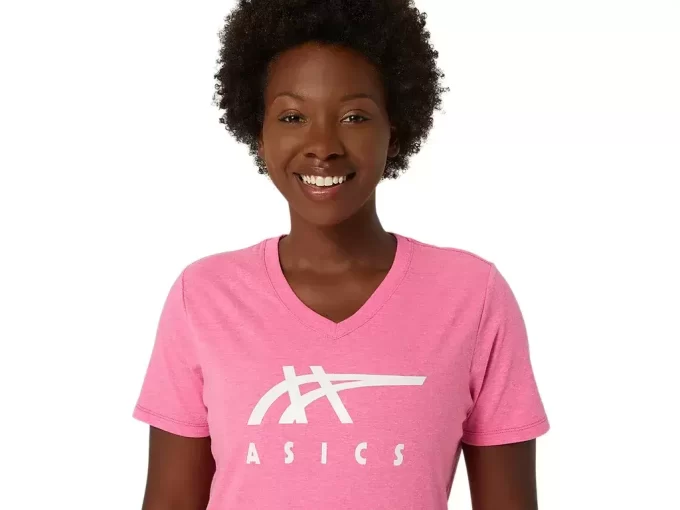 WOMEN’S ASICS STRIPES V-NECK WOMEN’S ASICS STRIPES V-NECK